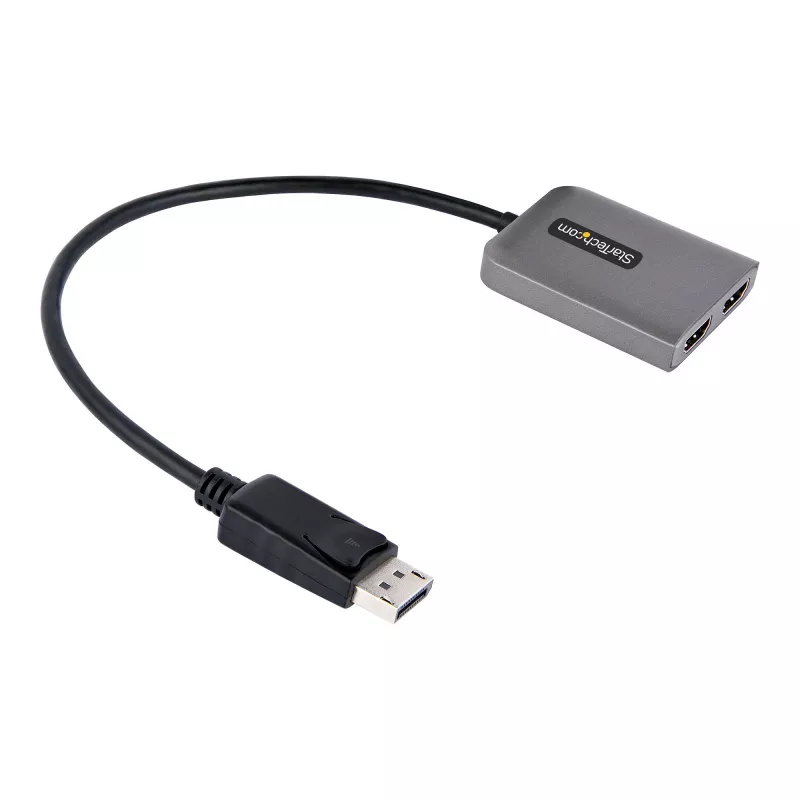 StarTech.com DP do Dual HDMI MST HUB - Podwójne HDMI 4K 60Hz - Adapter DisplayPort do wielu monitorów z kablem 1ft / 30cm - Hub DP 1.4 Multi Stream Transport, DSC | HBR3 - Rozdzielacz DP do HDMI