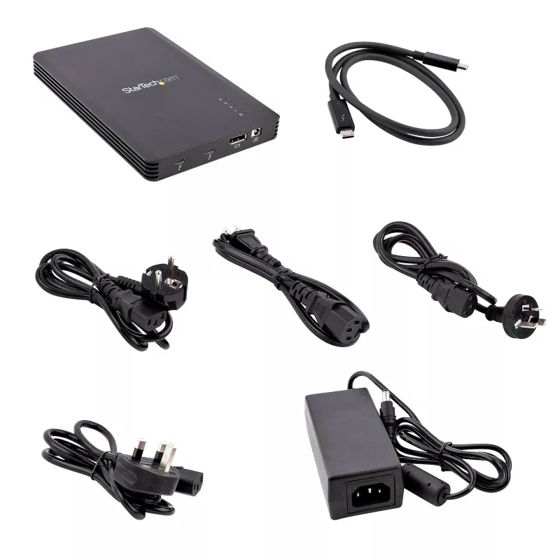 StarTech.com 4-zatokowa obudowa Thunderbolt 3 NVMe, dla dysków SSD M.2 NVMe, 1x wideo DisplayPort/ 2x porty downstream TB3, 40Gbps, zasilacz 72W, zewnętrzna obudowa dysku twardego