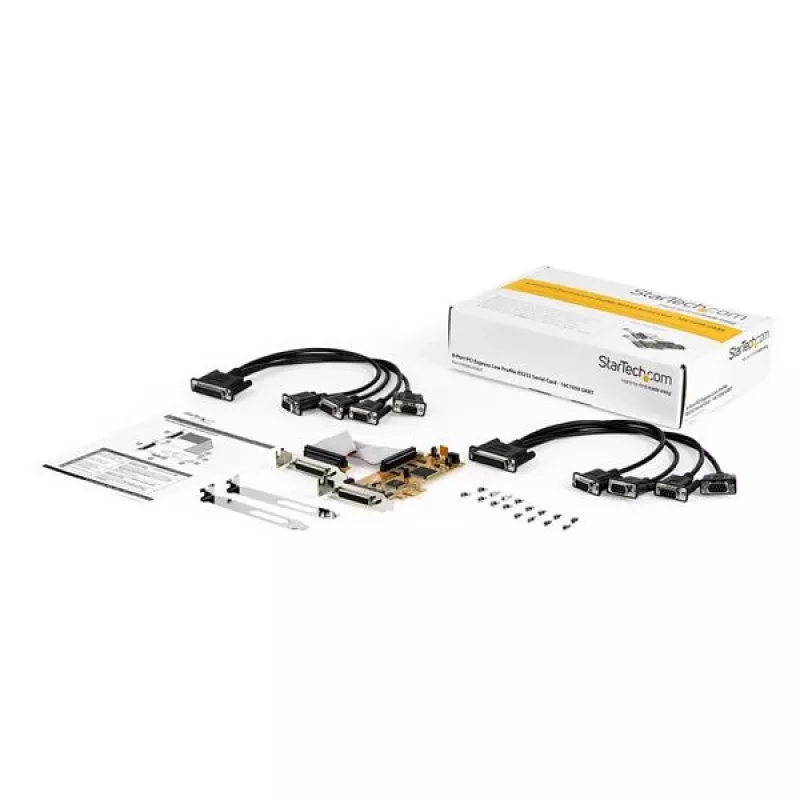 StarTech.com 8-Port PCI Express RS232 Serial Adapter Card, PCIe RS232 Serial Card, 16C1050 UART, Low Profile Serial DB9 kontroler/Expansion Card, 15kV ESD Protection, Windows Only - TAA