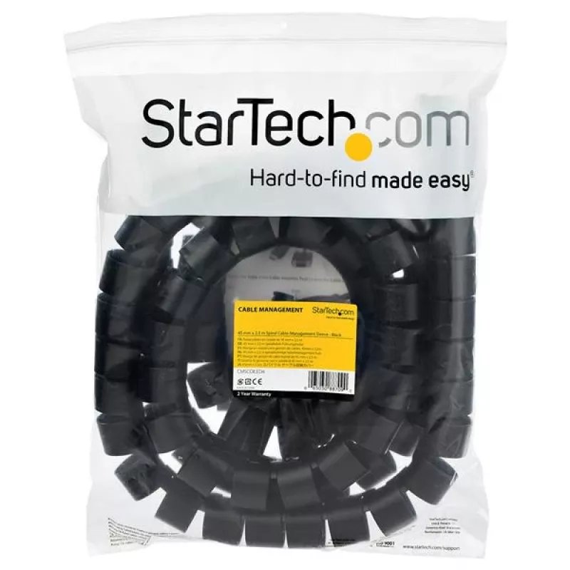 StarTech.com 2,5 m (8,2 ft.) spiralny rękaw do zarządzania kablami o średnicy 45 mm (1,8 cala) - czarny