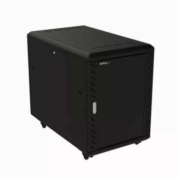 StarTech.com 4-słupkowa szafa rack 15U, zamykana na klucz 19-calowa szafa na dane do sprzętu komputerowego / AV / IT, szafa sieciowa do biura / domu z kółkami i regulowanymi szynami montażowymi