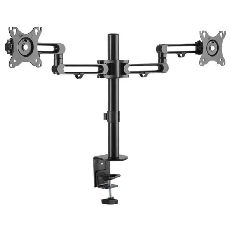 StarTech.com Podwójne ramię do monitorów montowane na biurku - Zacisk biurkowy VESA do monitorów do 32 cali - Ergonomiczne ramię przegubowe - Regulacja wysokości/pochylenia/obrotu/obracania