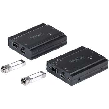 StarTech.com 4K HDMI przedłużacz KVM po światłowodzie - Zdalne przedłużenie przełącznika/konsoli KVM z wideo HDMI i USB - do 984 stóp/300 m (wielomodowy) - 2x moduły 10G MMF SFP+ - Zestaw przedłużacza KVM (TX/RX)