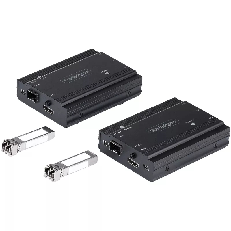 StarTech.com 4K HDMI przedłużacz KVM po światłowodzie - Zdalne przedłużenie przełącznika/konsoli KVM z wideo HDMI i USB - do 984 stóp/300 m (wielomodowy) - 2x moduły 10G MMF SFP+ - Zestaw przedłużacza KVM (TX/RX)