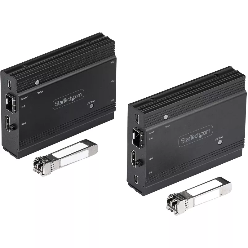 StarTech.com 4K HDMI przedłużacz KVM po światłowodzie - Zdalne przedłużenie przełącznika/konsoli KVM z wideo HDMI i USB - do 984 stóp/300 m (wielomodowy) - 2x moduły 10G MMF SFP+ - Zestaw przedłużacza KVM (TX/RX)