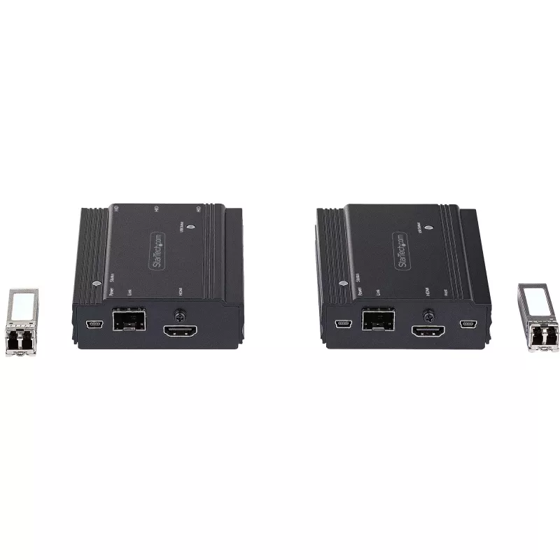 StarTech.com 4K HDMI przedłużacz KVM po światłowodzie - Zdalne przedłużenie przełącznika/konsoli KVM z wideo HDMI i USB - do 984 stóp/300 m (wielomodowy) - 2x moduły 10G MMF SFP+ - Zestaw przedłużacza KVM (TX/RX)