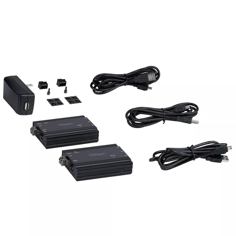 StarTech.com 4K HDMI przedłużacz KVM po światłowodzie - Zdalne przedłużenie przełącznika/konsoli KVM z wideo HDMI i USB - do 984 stóp/300 m (wielomodowy) - 2x moduły 10G MMF SFP+ - Zestaw przedłużacza KVM (TX/RX)