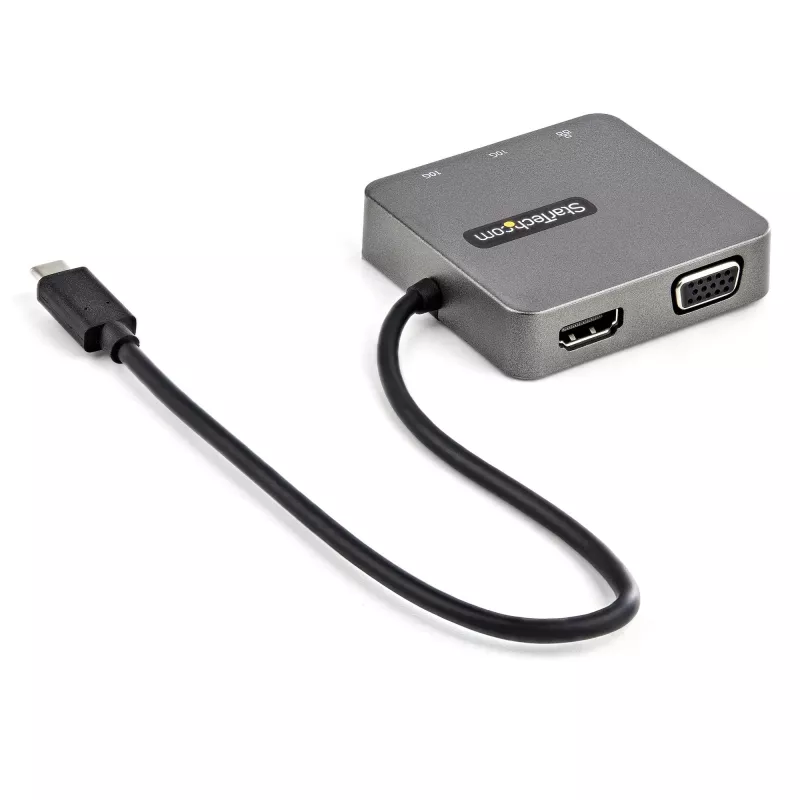 StarTech.com USB-C Multiport Adapter - USB 3.1 Gen 2 Type-C Mini Dock - USB-C do 4K HDMI lub 1080p VGA - 10 Gb/s USB-A USB-C, GbE - Przenośna stacja dokująca do laptopa - Współpracuje z Thunderbolt 3