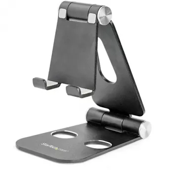 StarTech.com Stojak na telefon i tablet - Składany uniwersalny uchwyt do urządzeń mobilnych dla smartfonów i tabletów - Regulowany ergonomiczny stojak na telefon komórkowy na biurko pod wieloma kątami - Przenośny - Czarny