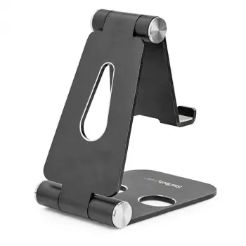 StarTech.com Stojak na telefon i tablet - Składany uniwersalny uchwyt do urządzeń mobilnych dla smartfonów i tabletów - Regulowany ergonomiczny stojak na telefon komórkowy na biurko pod wieloma kątami - Przenośny - Czarny