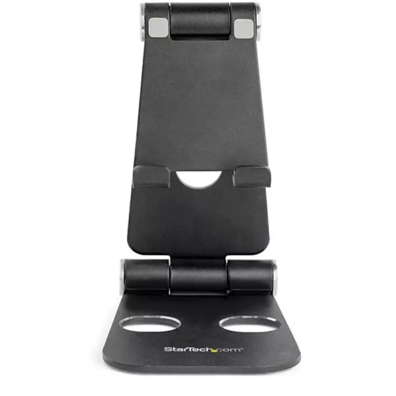 StarTech.com Stojak na telefon i tablet - Składany uniwersalny uchwyt do urządzeń mobilnych dla smartfonów i tabletów - Regulowany ergonomiczny stojak na telefon komórkowy na biurko pod wieloma kątami - Przenośny - Czarny