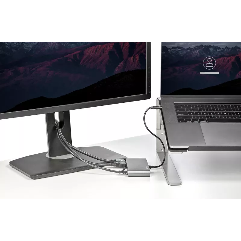 StarTech.com Mini stacja dokująca Thunderbolt z obsługą dwóch monitorów, 4K 60 Hz HDMI, bezsterownikowy hub dla Windows i Mac, Gigabit Ethernet, 1x USB 5 Gb/s i 1x USB 2.0, kabel 11 cali (28 cm)