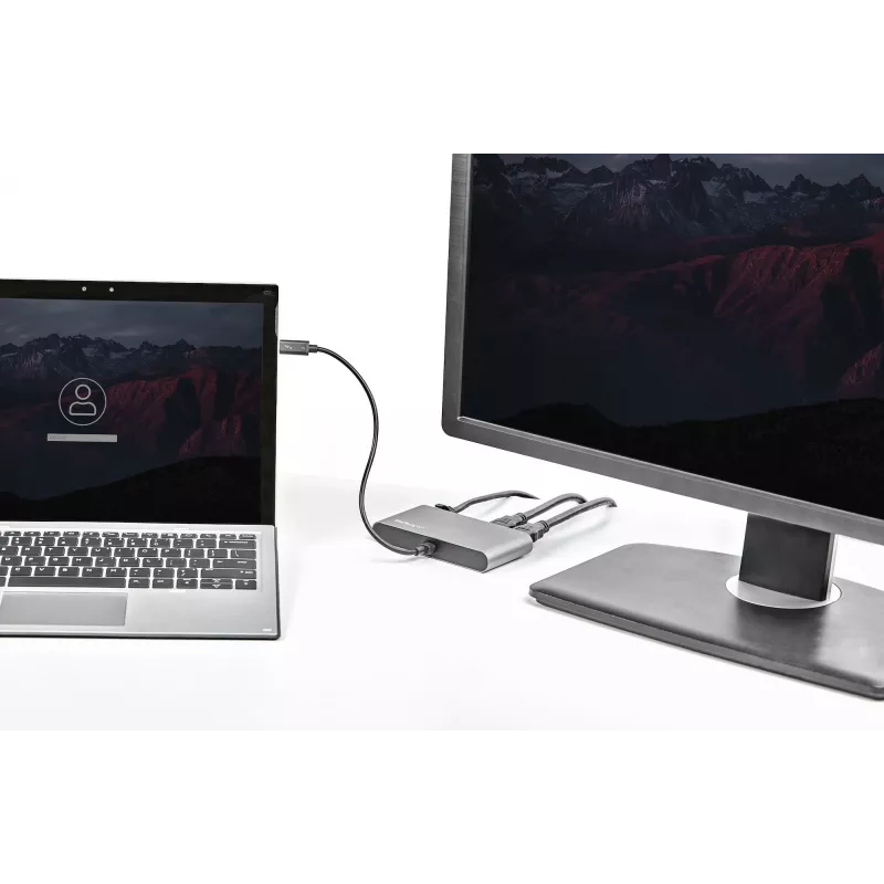 StarTech.com Mini stacja dokująca Thunderbolt z obsługą dwóch monitorów, 4K 60 Hz HDMI, bezsterownikowy hub dla Windows i Mac, Gigabit Ethernet, 1x USB 5 Gb/s i 1x USB 2.0, kabel 11 cali (28 cm)