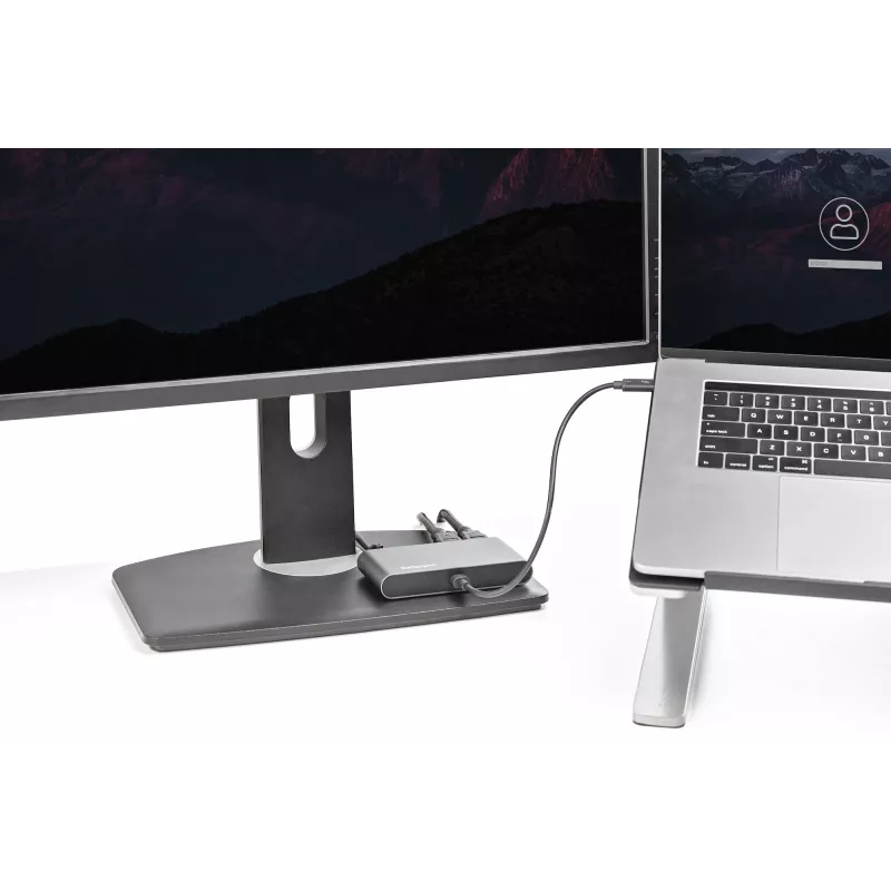 StarTech.com Mini stacja dokująca Thunderbolt z obsługą dwóch monitorów, 4K 60 Hz HDMI, bezsterownikowy hub dla Windows i Mac, Gigabit Ethernet, 1x USB 5 Gb/s i 1x USB 2.0, kabel 11 cali (28 cm)