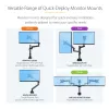 StarTech.com Ramię monitora montowane na biurku z 2 portami USB 3.0, smukłe, pełny zakres ruchu, pojedyncze, do 34 cali (8 kg) wyświetlacz VESA, montaż zaciskowy/przelotowy, sprężyna mechaniczna