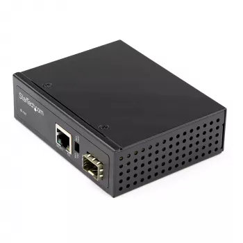 StarTech.com PoE+ Przemysłowy konwerter mediów światłowód-Ethernet 60W - SFP na RJ45 - Gigabit Ethernet jednomodowy/wielomodowy światłowód na miedź - Kompaktowy rozmiar - IP30 / -40 do +75°C
