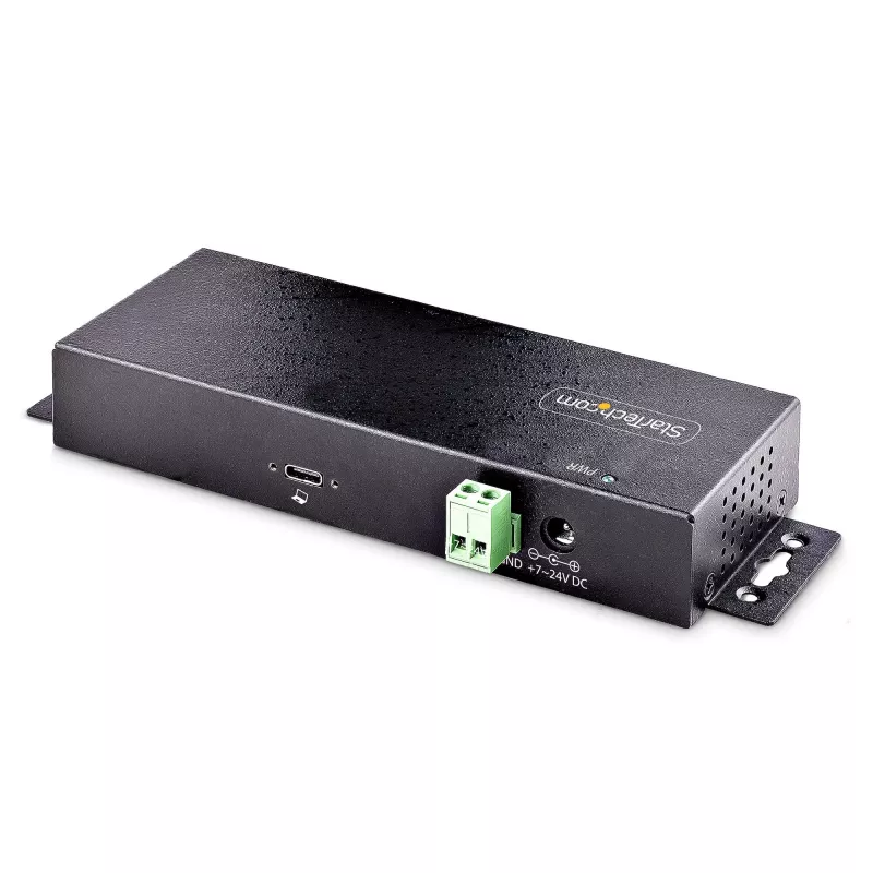 StarTech.com 7-portowy przemysłowy hub USB 10 Gb/s z zasilaczem, metalowy, montowalny, 5x porty downstream USB-A i 2x USB-C, ochrona ESD, zasilany hub USB, TAA