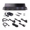 StarTech.com 7-portowy przemysłowy hub USB 10 Gb/s z zasilaczem, metalowy, montowalny, 5x porty downstream USB-A i 2x USB-C, ochrona ESD, zasilany hub USB, TAA