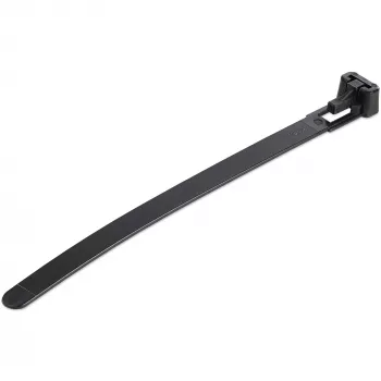 StarTech.com Opaski zaciskowe wielokrotnego użytku 5 cali (12 cm) – szerokość 1/4 cala (7 mm), średnica wiązki 1-1/8 cala (30 mm), wytrzymałość na rozciąganie 50 funtów (22 kg), opaski nylonowe odczepiane, do użytku wewnątrz i na zewnątrz, 94V-2 / z listą UL, 100 szt. – czarne