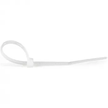 Opaski kablowe StarTech.com 4 cale (10 cm) - szerokość 1/16 cala (2 mm), średnica wiązki 7/8 cala (22 mm), wytrzymałość na rozciąganie 18 funtów (8 kg), nylonowe samozaciskowe opaski zaciskowe z zakrzywioną końcówką - 94V-2/UL Listed, 1000 szt. - białe