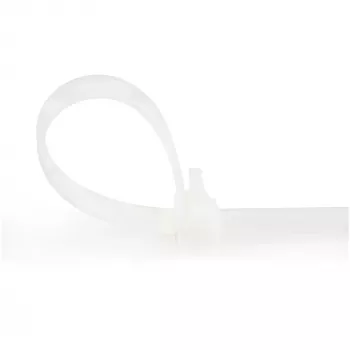 StarTech.com 5 cali (12 cm) opaski zaciskowe wielokrotnego użytku - szerokość 1/4 cala (7 mm), średnica wiązki 1-1/8 cala (30 mm), wytrzymałość na rozciąganie 50 funtów (22 kg), odpinane opaski nylonowe, wewnątrz/na zewnątrz, 94V-2/UL, opakowanie 100 szt. - białe