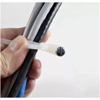 StarTech.com 4-calowe (10 cm) opaski zaciskowe z otworem montażowym - szerokość 1/16 cala (2 mm), średnica wiązki 7/8 cala (24 mm), wytrzymałość na rozciąganie 18 funtów (8 kg), nylon 66, samoblokujące opaski z otworem na śrubę, z certyfikatem UL, 100 sztuk
