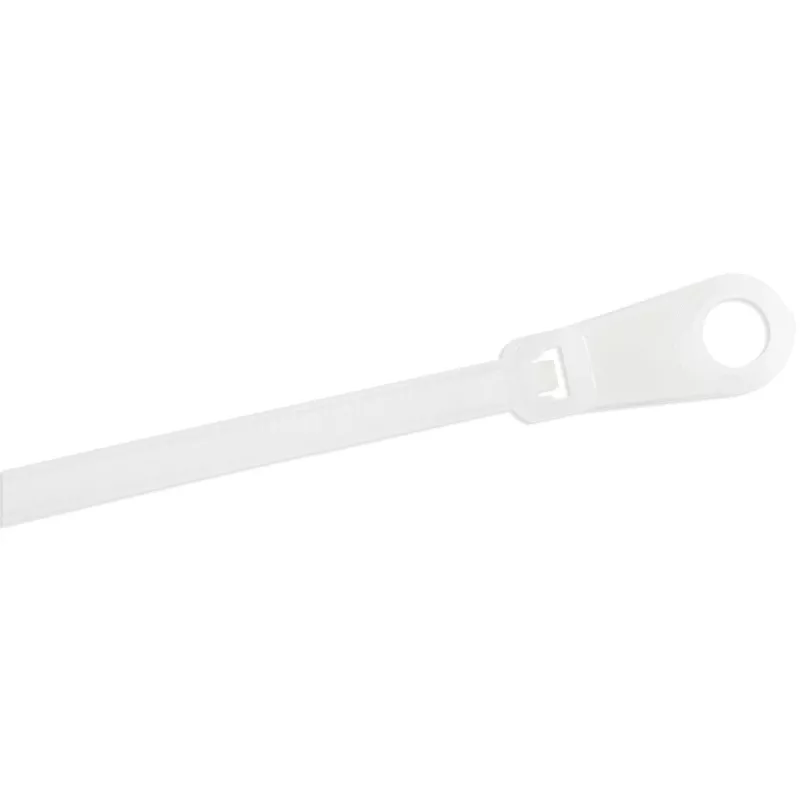 StarTech.com 4-calowe (10 cm) opaski zaciskowe z otworem montażowym - szerokość 1/16 cala (2 mm), średnica wiązki 7/8 cala (24 mm), wytrzymałość na rozciąganie 18 funtów (8 kg), nylon 66, samoblokujące opaski z otworem na śrubę, z certyfikatem UL, 100 sztuk