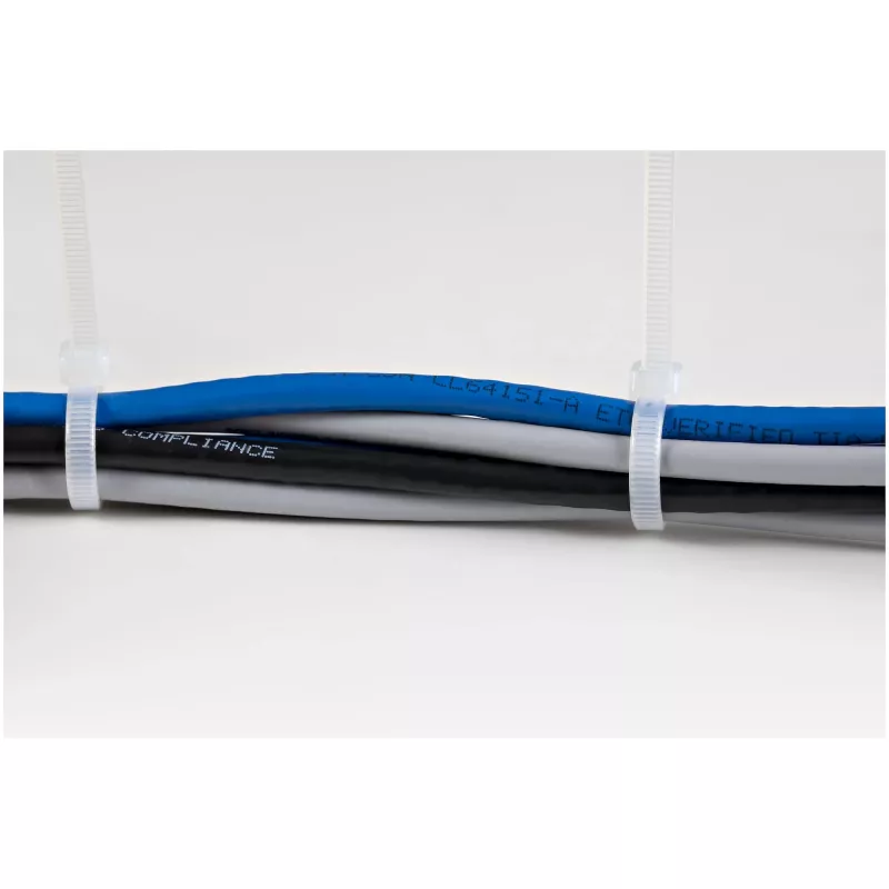 StarTech.com Opaski kablowe 10 cali (25 cm) – szerokość 1/8 cala (4 mm), średnica wiązki 2-5/8 cala (68 mm), wytrzymałość na rozciąganie 50 funtów (22 kg), nylonowe samozaciskowe opaski zaciskowe z zakrzywioną końcówką – 94V-2/UL, 100 szt. – białe
