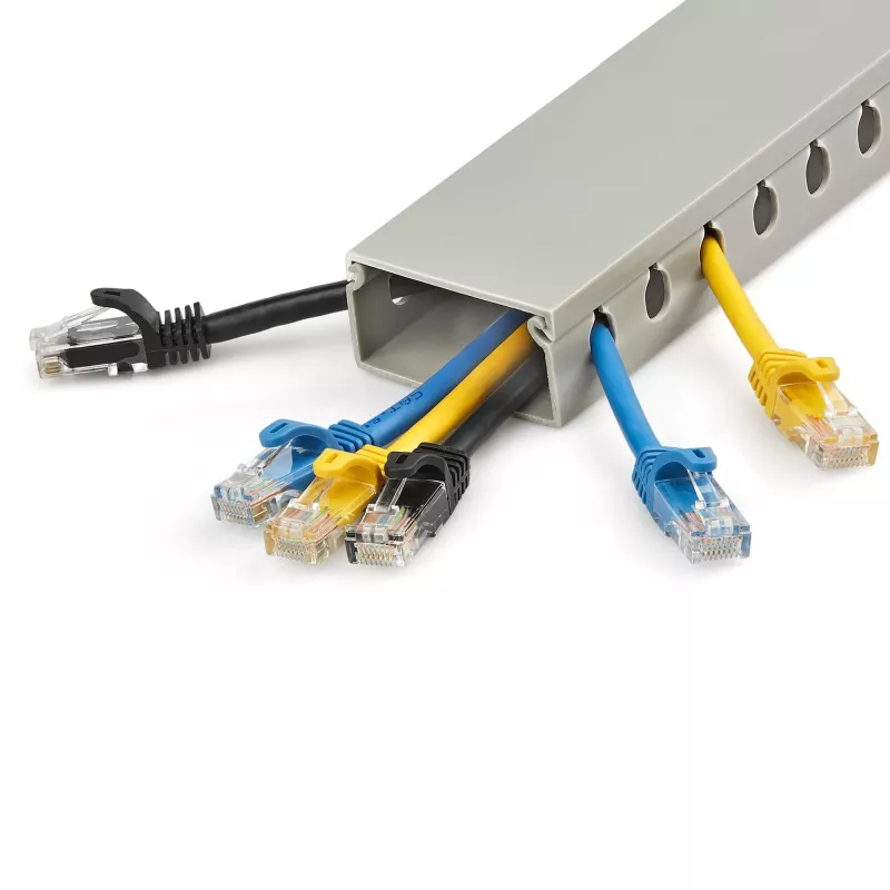 StarTech.com Koryto kablowe z pokrywą, otwarte szczeliny, 2 inch(50mm)W x 1 inch(25mm)H - długość 6.5ft(2m) - szczeliny 1/4 inch(8mm), PVC, ukrycie kabli sieciowych/kanał naścienny, maks. 25 kabli, UL Listed