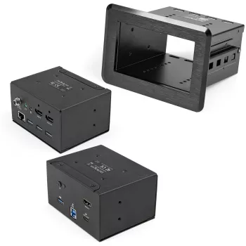 StarTech.com Stacja dokująca do sal konferencyjnych - Uniwersalna stacja dokująca do laptopów - 4K HDMI, zasilanie 60 W, koncentrator USB, GbE, audio - Skrzynka łączności do montażu w stole dla przestrzeni współpracy typu huddle/boardroom