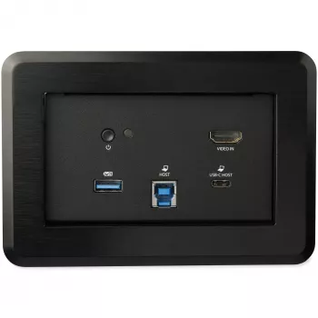 StarTech.com Stacja dokująca do sal konferencyjnych - Uniwersalna stacja dokująca do laptopów - 4K HDMI, zasilanie 60 W, koncentrator USB, GbE, audio - Skrzynka łączności do montażu w stole dla przestrzeni współpracy typu huddle/boardroom