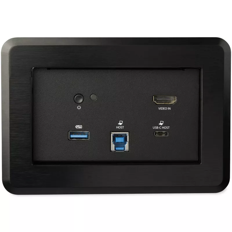 StarTech.com Stacja dokująca do sal konferencyjnych - Uniwersalna stacja dokująca do laptopów - 4K HDMI, zasilanie 60 W, koncentrator USB, GbE, audio - Skrzynka łączności do montażu w stole dla przestrzeni współpracy typu huddle/boardroom