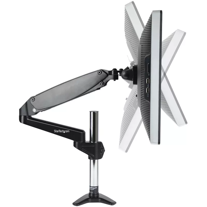 Ramie do monitora biurkowego StarTech.com do pojedynczego wyświetlacza VESA do 32 cali lub 49 cali ultrawide 8 kg – pełny zakres ruchu, regulacja wysokości – zacisk C, przelotka – pojedyncze ramię monitora