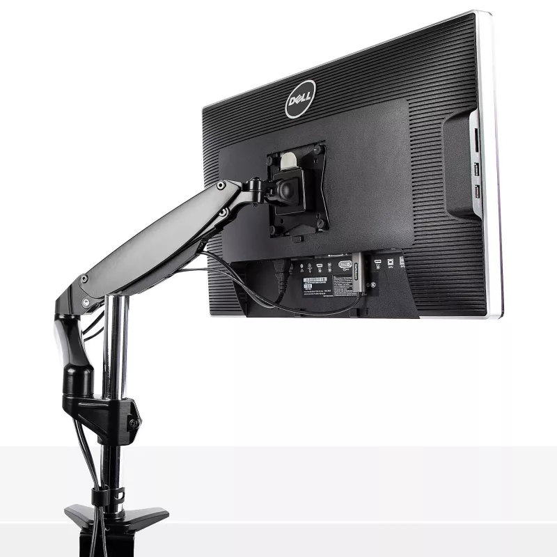 Ramie do monitora biurkowego StarTech.com do pojedynczego wyświetlacza VESA do 32 cali lub 49 cali ultrawide 8 kg – pełny zakres ruchu, regulacja wysokości – zacisk C, przelotka – pojedyncze ramię monitora