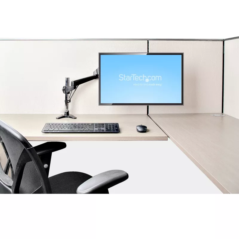 Ramie do monitora biurkowego StarTech.com do pojedynczego wyświetlacza VESA do 32 cali lub 49 cali ultrawide 8 kg – pełny zakres ruchu, regulacja wysokości – zacisk C, przelotka – pojedyncze ramię monitora
