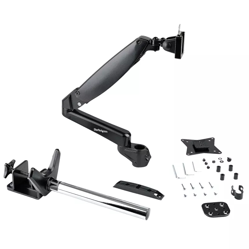Ramie do monitora biurkowego StarTech.com do pojedynczego wyświetlacza VESA do 32 cali lub 49 cali ultrawide 8 kg – pełny zakres ruchu, regulacja wysokości – zacisk C, przelotka – pojedyncze ramię monitora