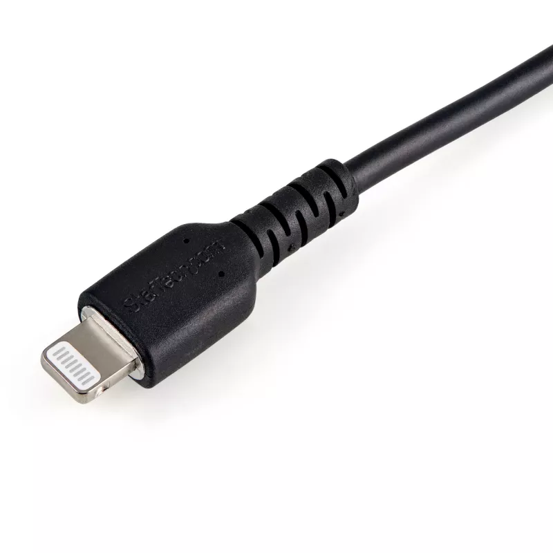 StarTech.com 12 cali (30 cm) Wytrzymały czarny kabel USB-A do Lightning – Wytrzymały, wzmocniony włóknem aramidowym przewód zasilająco-synchronizujący USB typu A do Lightning – z certyfikatem Apple MFi do iPada/iPhone’a 12
