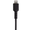 StarTech.com 12 cali (30 cm) Wytrzymały czarny kabel USB-A do Lightning – Wytrzymały, wzmocniony włóknem aramidowym przewód zasilająco-synchronizujący USB typu A do Lightning – z certyfikatem Apple MFi do iPada/iPhone’a 12
