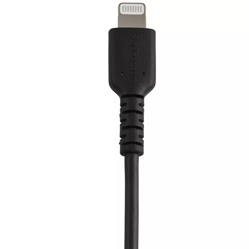 StarTech.com 12 cali (30 cm) Wytrzymały czarny kabel USB-A do Lightning – Wytrzymały, wzmocniony włóknem aramidowym przewód zasilająco-synchronizujący USB typu A do Lightning – z certyfikatem Apple MFi do iPada/iPhone’a 12
