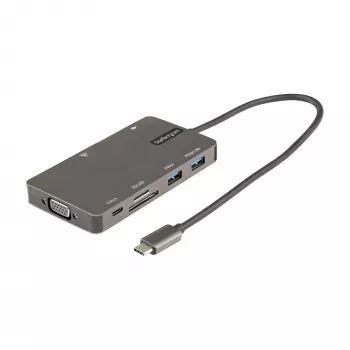 StarTech.com USB C Multiport Adapter - HDMI 4K 30Hz lub VGA Travel Dock - Hub USB 3.0 5 Gb/s (porty USB A / USB C) - 100 W Power Delivery - SD/Micro SD - GbE - kabel 30 cm - USB C Mini Dock