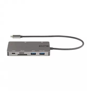 StarTech.com USB C Multiport Adapter - HDMI 4K 30Hz lub VGA Travel Dock - Hub USB 3.0 5 Gb/s (porty USB A / USB C) - 100 W Power Delivery - SD/Micro SD - GbE - kabel 30 cm - USB C Mini Dock