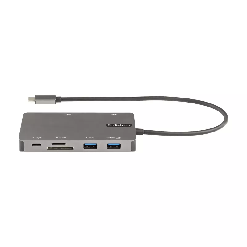 StarTech.com USB C Multiport Adapter - HDMI 4K 30Hz lub VGA Travel Dock - Hub USB 3.0 5 Gb/s (porty USB A / USB C) - 100 W Power Delivery - SD/Micro SD - GbE - kabel 30 cm - USB C Mini Dock