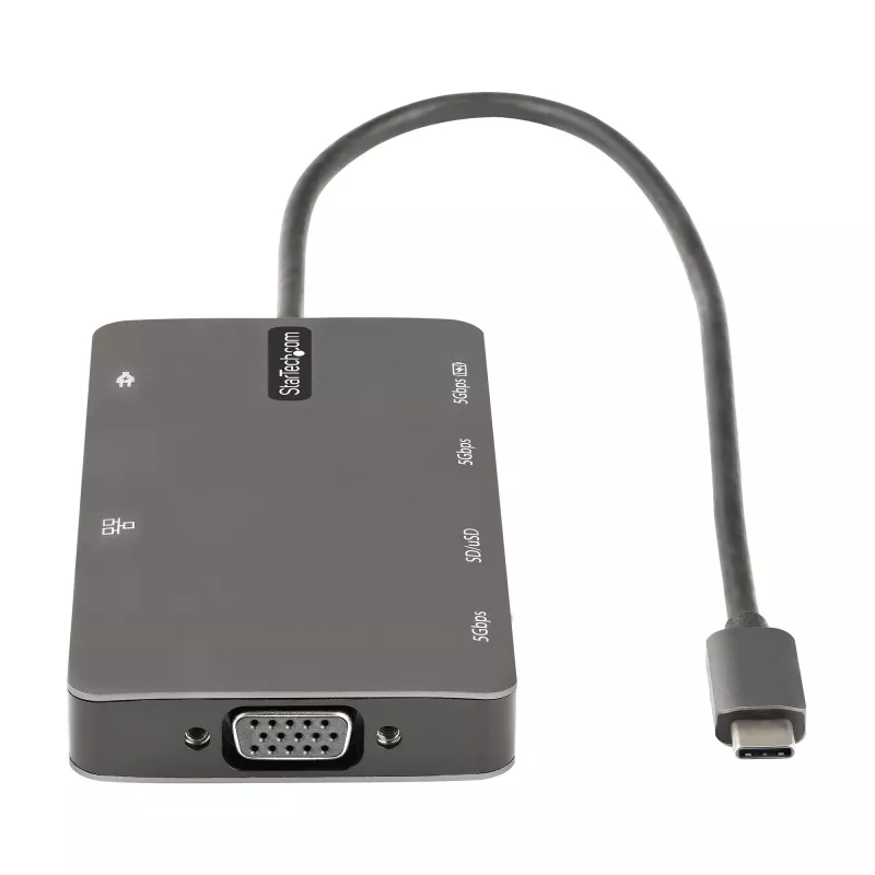 StarTech.com USB C Multiport Adapter - HDMI 4K 30Hz lub VGA Travel Dock - Hub USB 3.0 5 Gb/s (porty USB A / USB C) - 100 W Power Delivery - SD/Micro SD - GbE - kabel 30 cm - USB C Mini Dock
