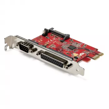 Karta StarTech.com PCIe z portem szeregowym i równoległym – kombinowana karta adaptera PCI Express z 1 portem równoległym DB25 i 1 portem szeregowym RS232 – karta rozszerzeń/kontrolera – karta drukarki PCIe