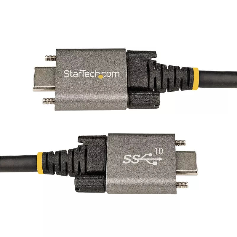 StarTech.com Kabel USB-C z bocznym mocowaniem śrubowym 20 cali (50 cm) 10 Gb/s - USB 3.1/3.2 Gen 2 Type-C - Ładowanie Power Delivery 100 W (5 A), DP Alt Mode - Podwójne mocowanie śrubowe - Przewód USB-C do ładowania/synchronizacji