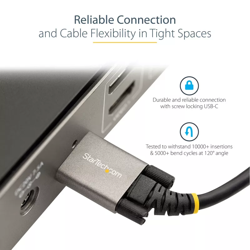 StarTech.com Kabel USB-C z bocznym mocowaniem śrubowym 20 cali (50 cm) 10 Gb/s - USB 3.1/3.2 Gen 2 Type-C - Ładowanie Power Delivery 100 W (5 A), DP Alt Mode - Podwójne mocowanie śrubowe - Przewód USB-C do ładowania/synchronizacji