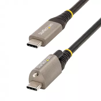 StarTech.com 20-calowy (50cm) kabel USB-C z górną śrubą blokującą 10Gbps - USB 3.1/3.2 Gen 2 Type-C - 100W (5A) ładowanie Power Delivery, DP Alt Mode - pojedyncza śruba blokująca, kabel USB-C do ładowania/synchronizacji
