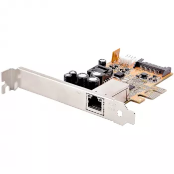 StarTech.com 1-portowa karta sieciowa PoE 2,5 Gb/s, karta Ethernet PCIe z RJ45, 30 W 802.3at PoE NIC dla komputerów stacjonarnych/serwerów, sieciowy adapter LAN PoE z niskoprofilowym wspornikiem, NBaseT, Windows/Linux
