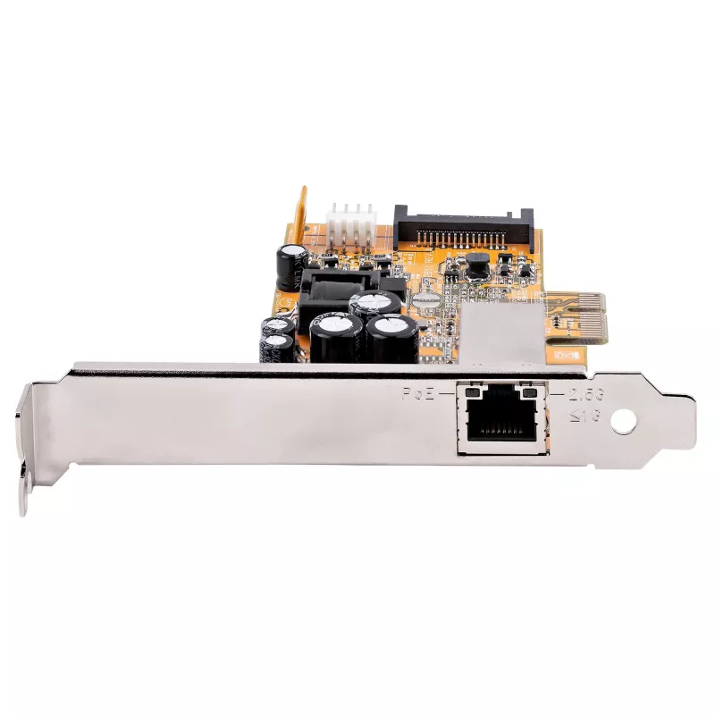StarTech.com 1-portowa karta sieciowa PoE 2,5 Gb/s, karta Ethernet PCIe z RJ45, 30 W 802.3at PoE NIC dla komputerów stacjonarnych/serwerów, sieciowy adapter LAN PoE z niskoprofilowym wspornikiem, NBaseT, Windows/Linux
