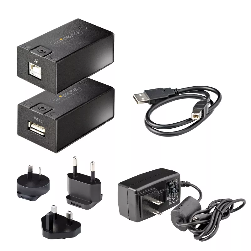 StarTech.com 150 m (492 ft) przedłużacz USB 2.0 przez kabel Ethernet Cat5e/Cat6, zewnętrznie zasilany przedłużacz USB przez RJ45/kabel sieciowy, przedłużacz/adapter USB przez Ethernet